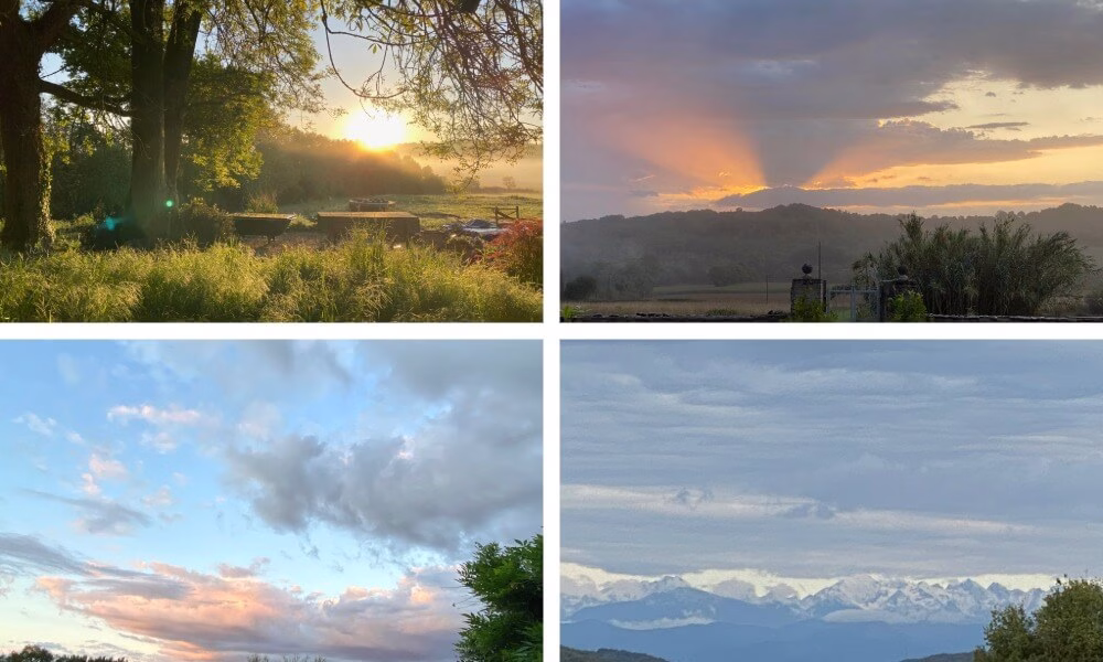 Images taken at Peyroulat. The photos show the garden, sky and Pyrenees from Peyroulat. Copyright Peyroulat.com