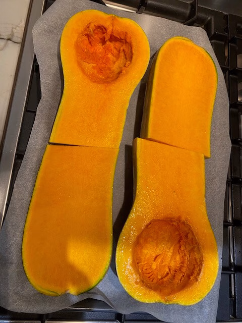 An easy way to cook butternut squash in the oven.
